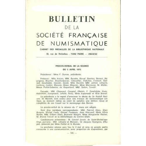BULLETIN DE LA SOCIETE FRANCAISE DE NUMISMATIQUE